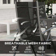 7 Piece Outdoor Dining Set with Extendable Table and 6 Folding Chairs for Patio, Balcony, Deck, Grey