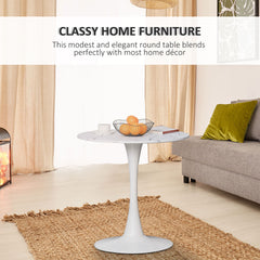 Modern Round Dining Table Leisure Coffee Bistro Table with Metal Base for Kitchen & Dining Room White