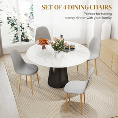 Modern Dining Chairs Set of 4, Kitchen Chairs with Backrest and Steel Legs for Dining Room, Living Room, Grey