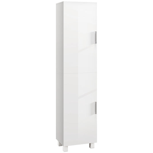 Fynco - Tall Bathroom Cabinet, Freestanding Bathroom Cabinet with Adjustable Shelves and Double Doors