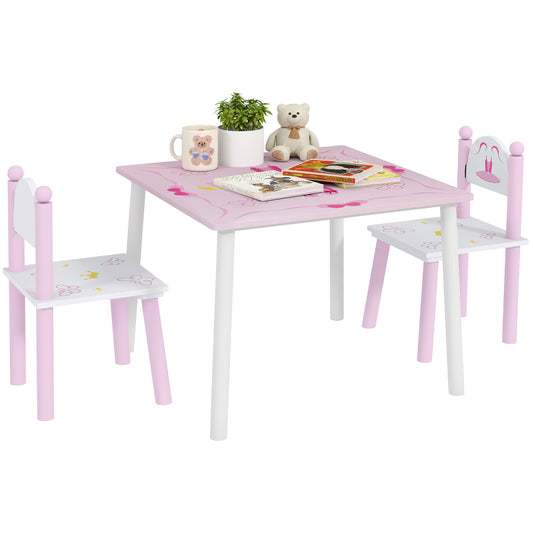 AIYAPLAY Princess-Designed Kids Table and Chairs Set for Activity, Art, Drawing, Toddler Table and Chairs Set for Playroom