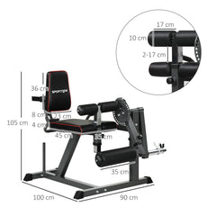 SPORTNOW Seated Leg Extension and Curl Machine, Adjustable Leg Raise Machine and Curl Machine with Plate Loaded for Hip, Thigh, Lower Body Workout