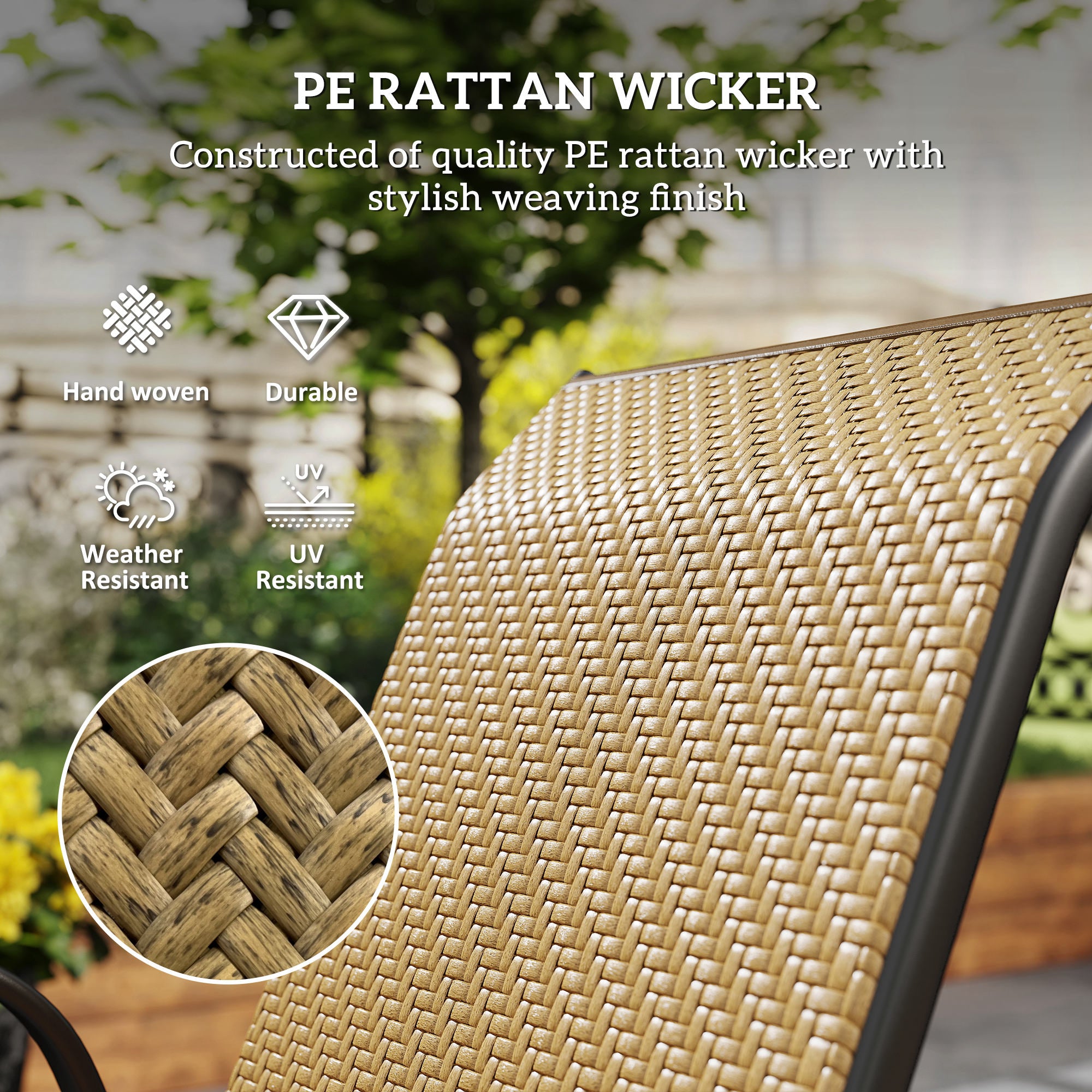 Four-Piece Stacking Rattan Garden Seat Set - Khaki