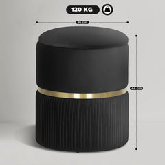 Fynco - Velvet-Feel Storage Ottoman - Black