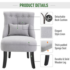 Fabric Single Sofa Dining Chair Tub Chair Upholstered W/ Pillow Solid Wood Leg Home Living Room Furniture Grey