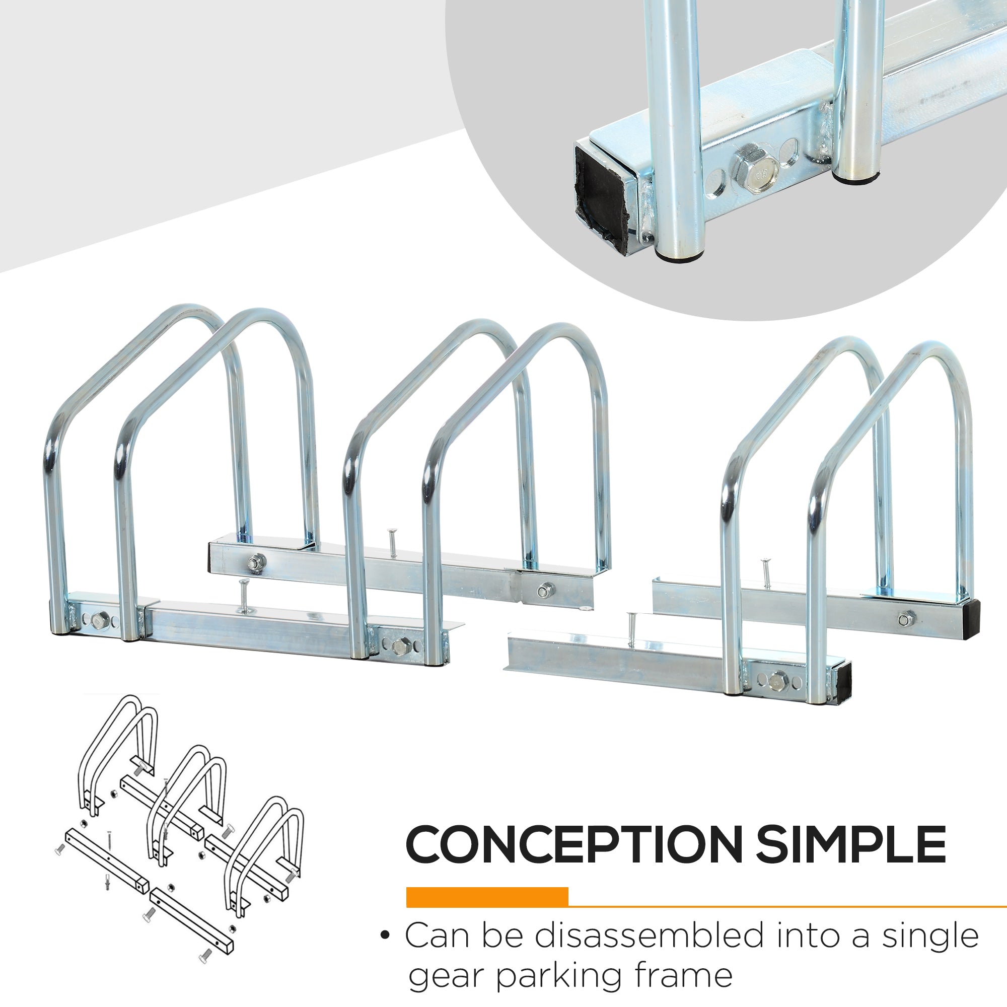 Bike Stand Parking Rack Floor or Wall Mount Bicycle Cycle Storage Locking Stand 76L x 33W x 27H (3 Racks, Silver)