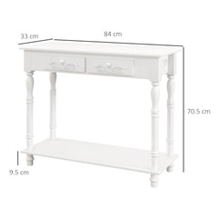 Console Table Modern Sofa Side Desk with Storage Shelves Drawers for Living Room Entryway Bedroom White
