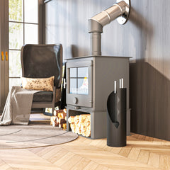 Fynco - 4 Pieces Fireplace Tools Set, Metal Fireplace Accessories Fireside Companion Set with Broom, Shovel, Poker and Bucket, Black