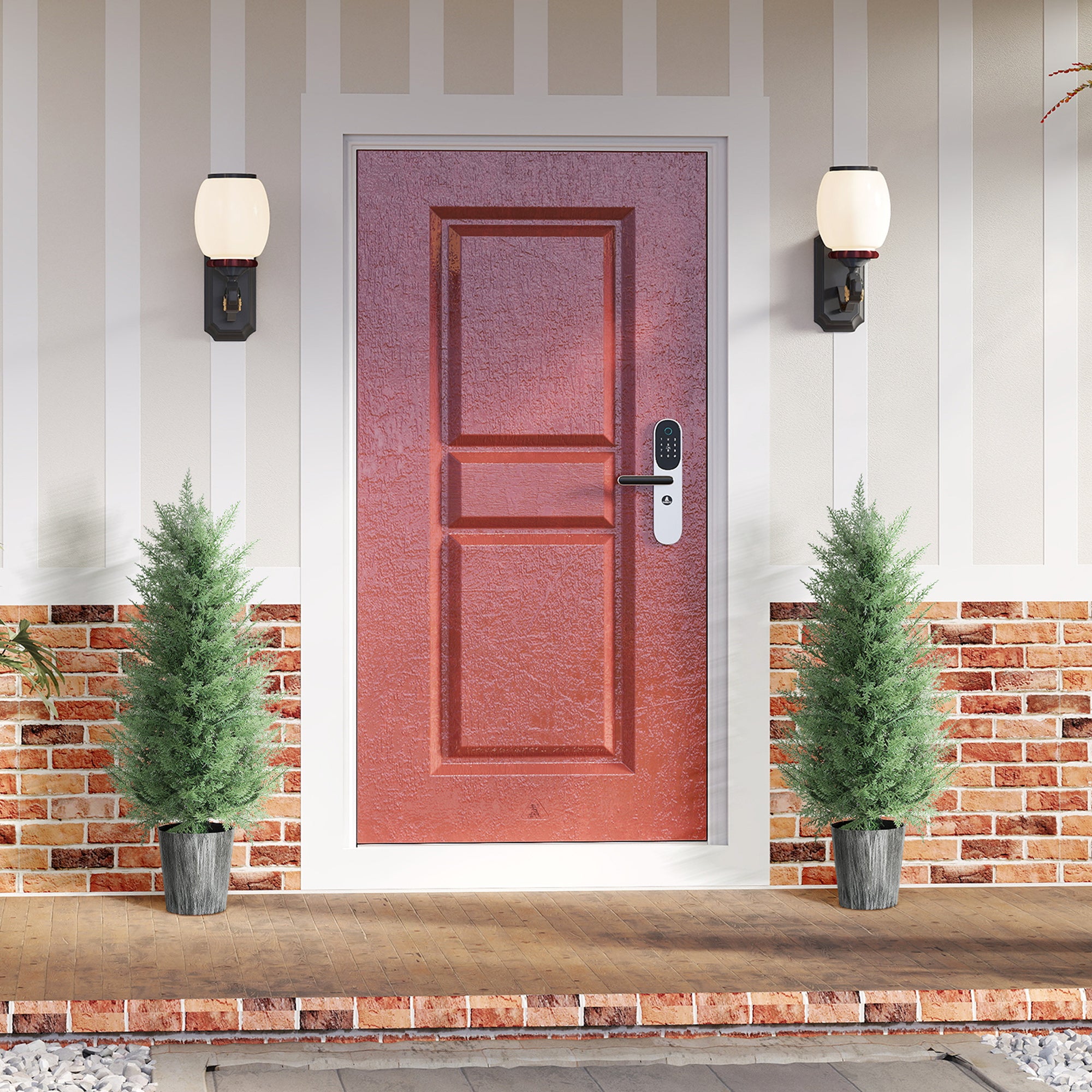 Fynco - 90cm Artificial Cypress Trees Set of 2, UV Resistant Artificial Plants with Decorative Pot, Fake Plants for Indoor Outdoor Decor, Green