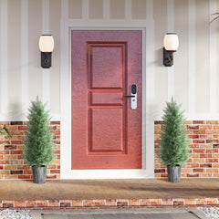 Fynco - 90cm Artificial Cypress Trees Set of 2, UV Resistant Artificial Plants with Decorative Pot, Fake Plants for Indoor Outdoor Decor, Green