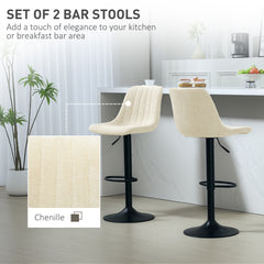 Set of Two Chenille-Feel Tub Bat Stools - Beige