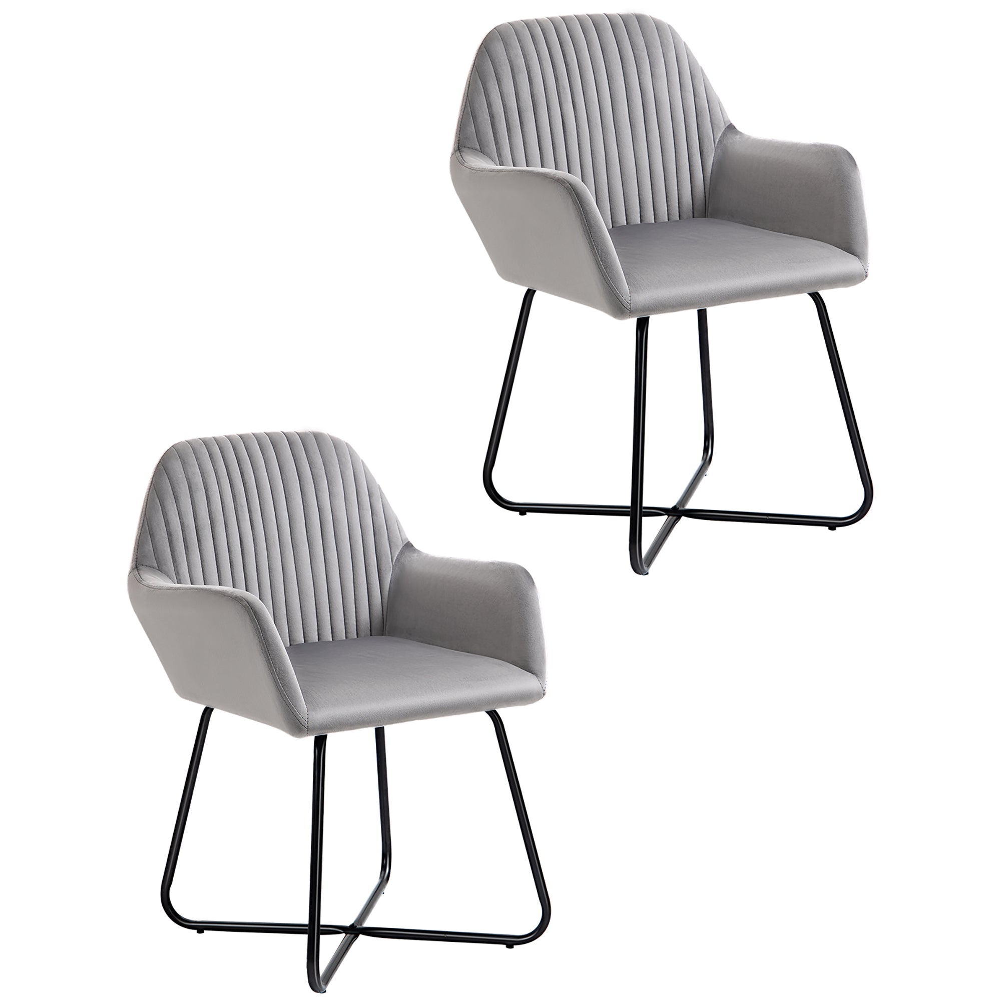 Velvet-Feel Plisse Back Accent Chair - Grey