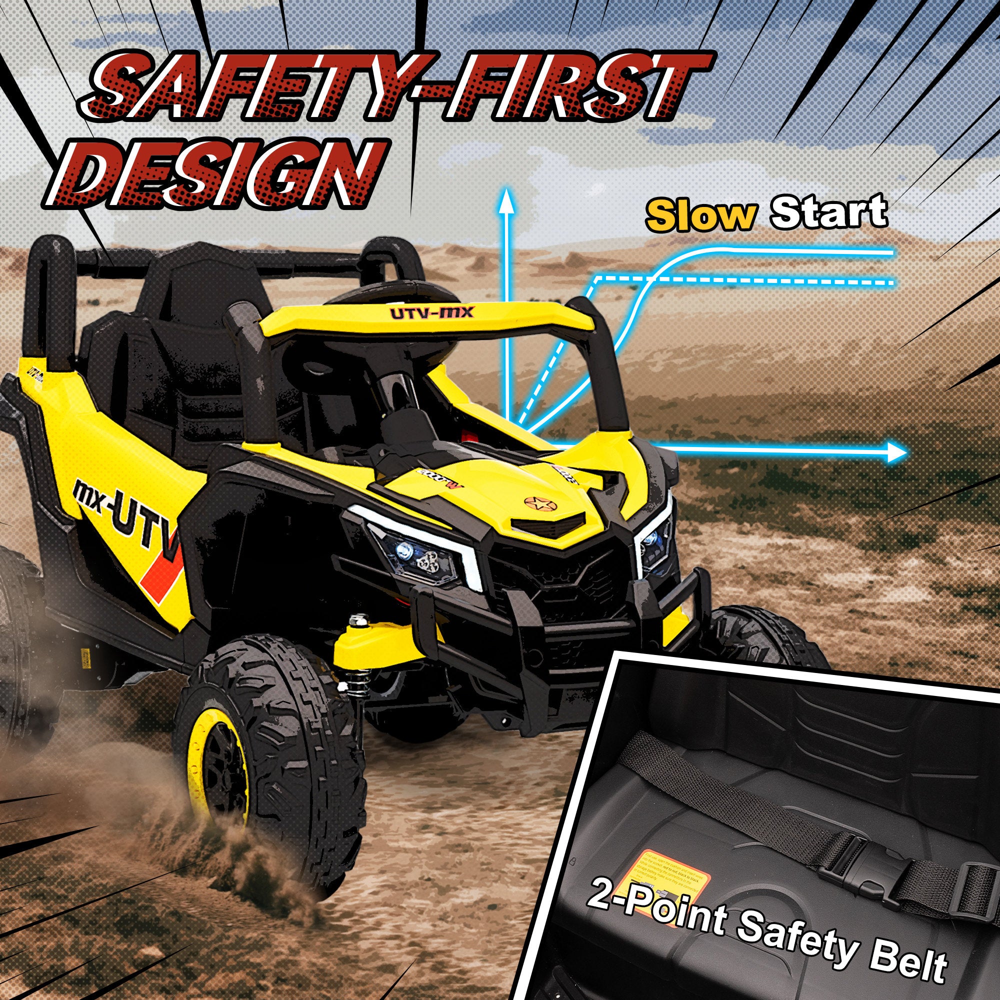 AIYAPLAY 12V Kids Ride On Car with Remote Control, Kids Electric Car with Suspension System, Music, for Kids 3-5 Years, Yellow