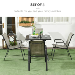 Four-Piece Stacking Rattan Garden Seat Set - Mixed Grey