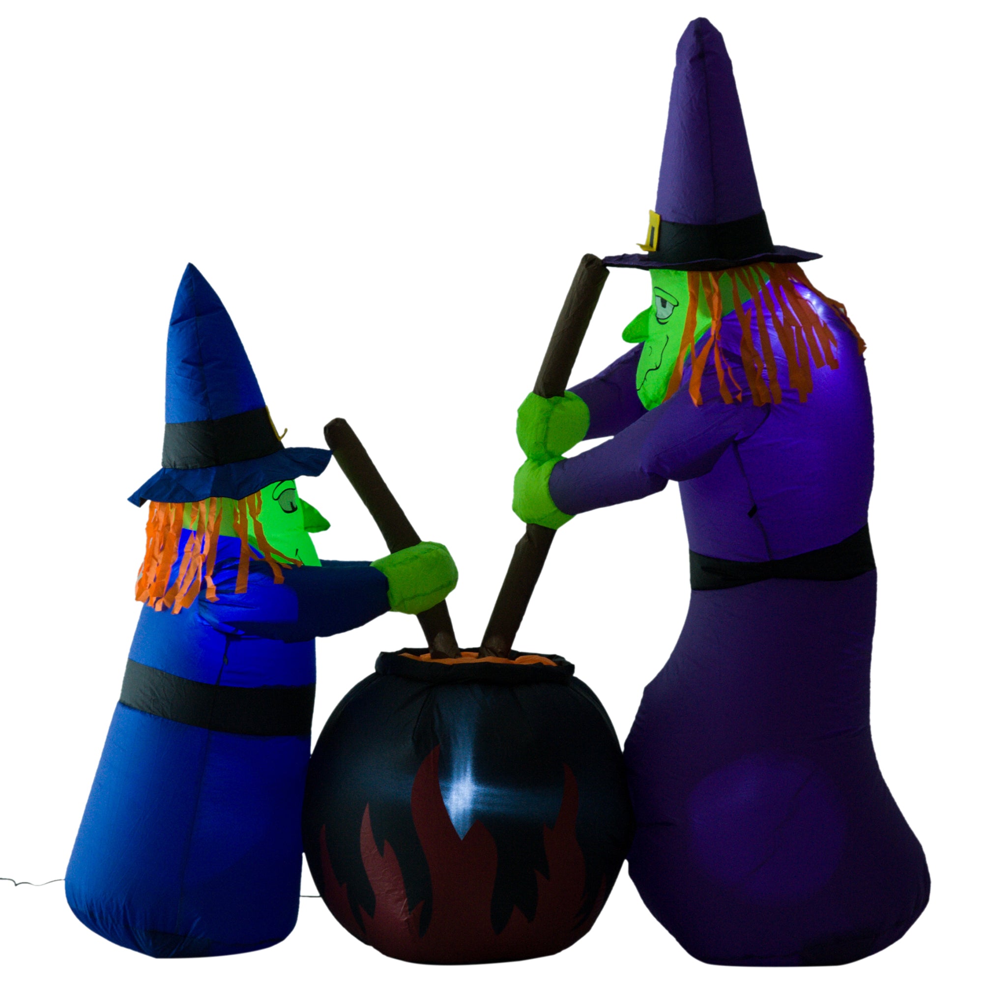 1.8m Inflatable Halloween Lawn Decoration with LED Witches Around A Black Cauldron Outdoor Air Blown Holiday Décor
