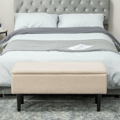 47L Teddy Fleece Storage Ottoman - Cream