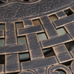 4 Seater Outdoor Dining Set Antique Cast Aluminium Garden Furniture Set with Cushions Round Dining Table with Parasol Hole, Bronze