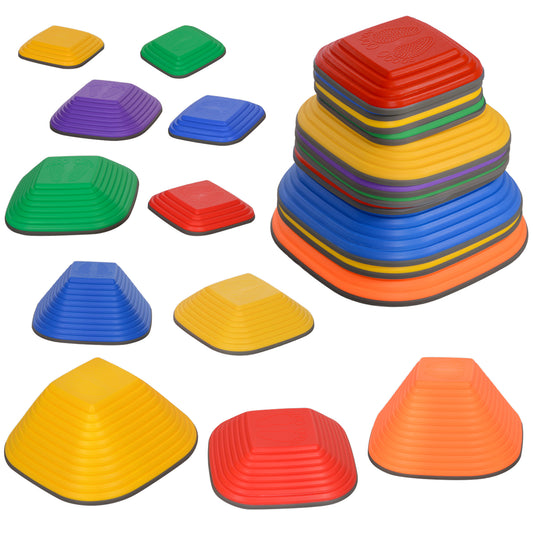 AIYAPLAY Balance Stepping Stones for Kids, 11-Piece Non-Slip Stackable River Stones, Obstacle Courses for Balance and Motor Skill