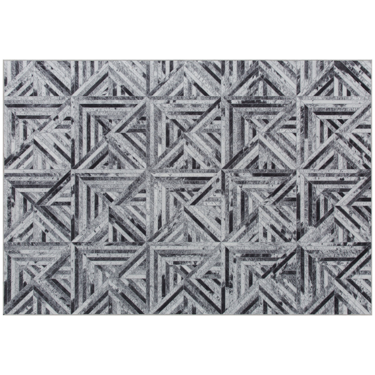 Fynco - Modern Area Rug, Triangle Pattern Non-Slip Washable Rug, Chenille Floor Carpet for Living Room, Bedroom, Dining Room, Home Office, 290 x 200 cm, Black