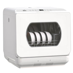 Table Top Dishwasher with Built-in 6L Water Tank, Mini Countertop Dishwasher with 6 Programs, 4 Place Settings, White