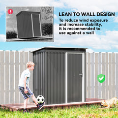 Fynco - 5x3 Storage Shed with Sliding Door and Sloped Roof for Garden, Light Grey