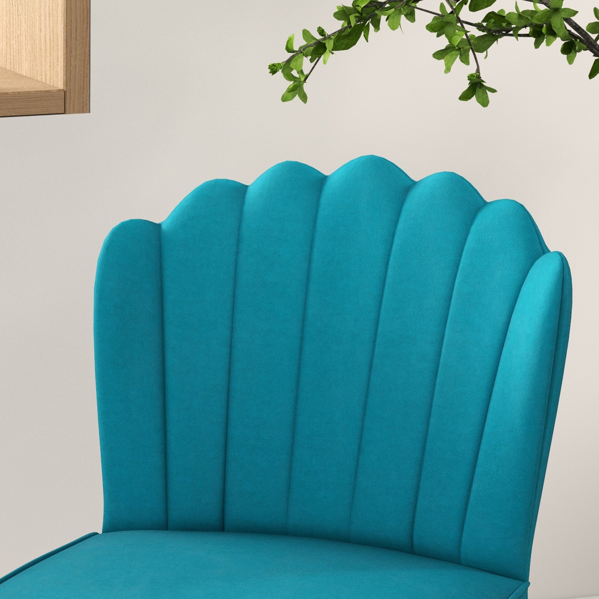 Set of 2 Velvet-Feel Shell Accent Chair - Blue