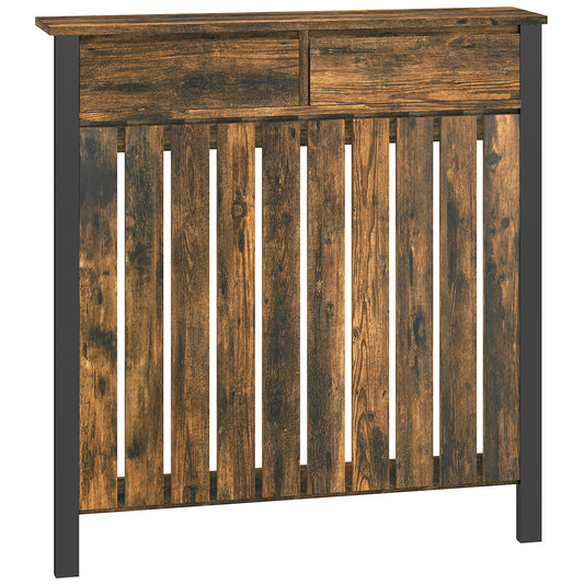 Fynco - 93 x 88.5cm Rustic-Look Radiator Cover - Brown/Black