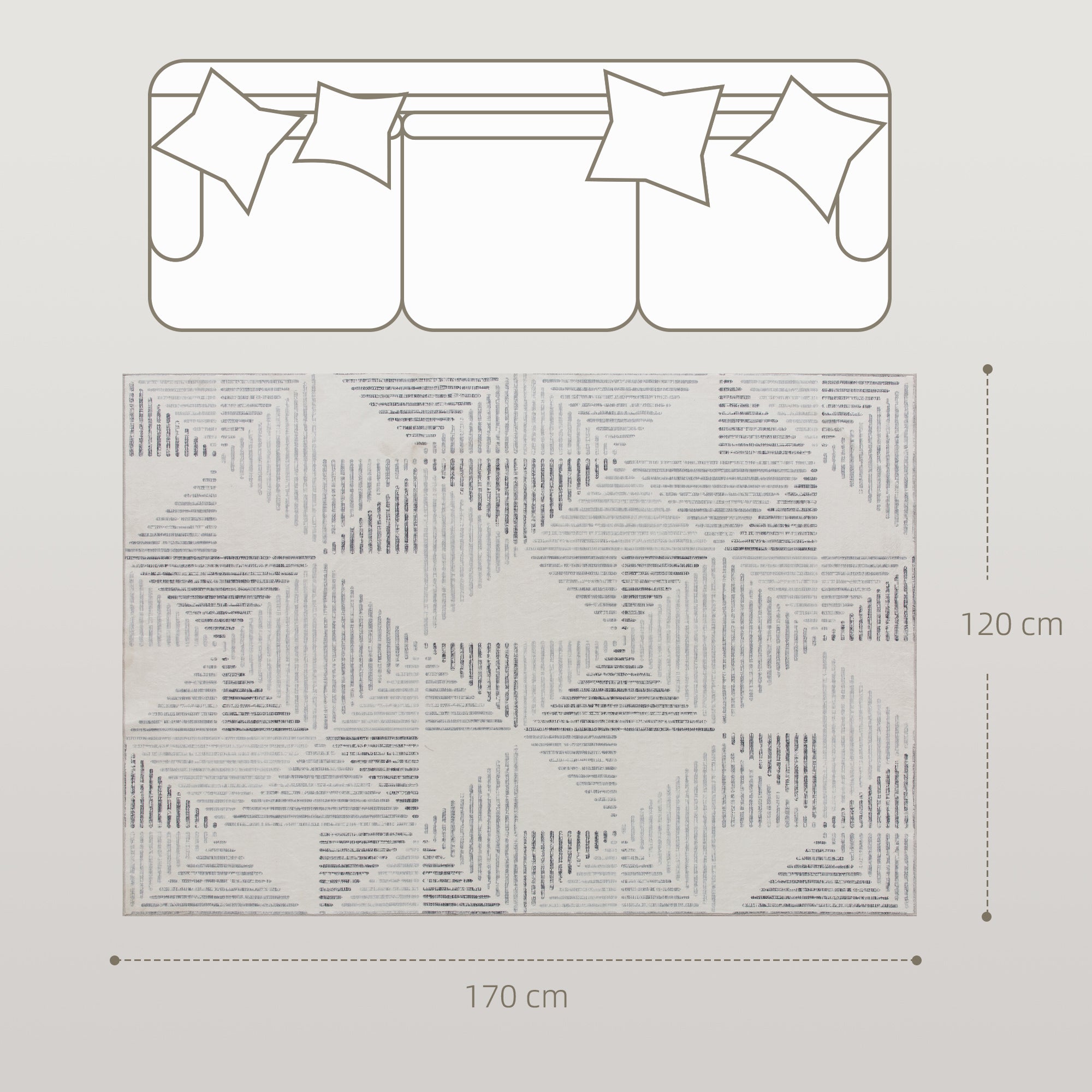 Fynco - Modern Area Rug, Geometric Pattern Non-Slip Washable Rug, Soft Floor Carpet for Living Room, Bedroom, Dining Room, Home Office, 170 x 120 cm, Grey