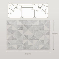 Fynco - Modern Area Rug, Geometric Pattern Non-Slip Washable Rug, Soft Floor Carpet for Living Room, Bedroom, Dining Room, Home Office, 170 x 120 cm, Grey