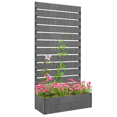 Fynco - Raised Bed for Garden, Planter with Trellis for Climbing Plants, Vines, Planter Box with Drainage Gap, Dark Grey