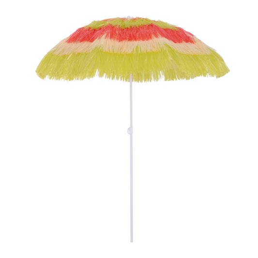 1.6m Garden Hawaii Parasol, Patio Beach Sun Umbrella Sunshade Hawaiian Folding Tilting Crank Parasol (Multicolour)