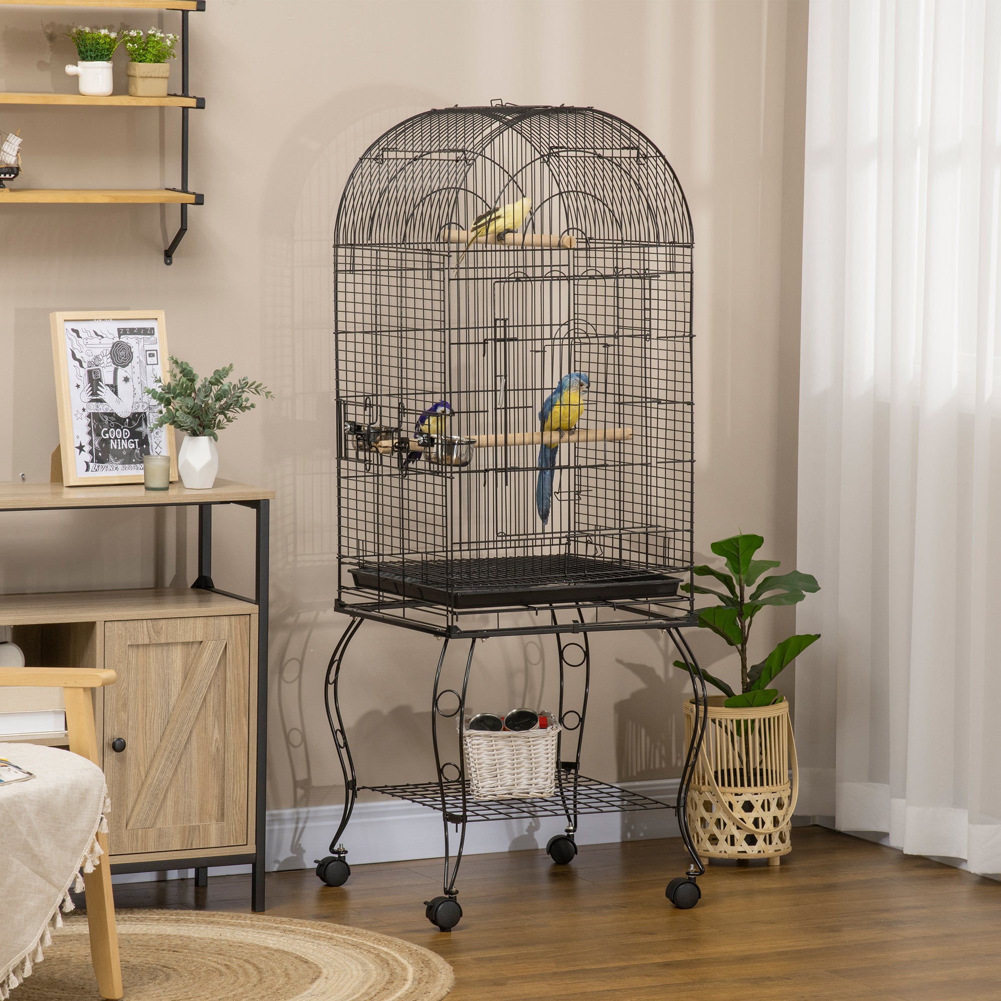 1.53(m) Bird Cage, Pet Viary, Feeding Stand, with Wheels, Perch