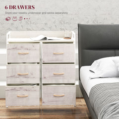 Rustic Chest of Six Fabric Drawers - Natural