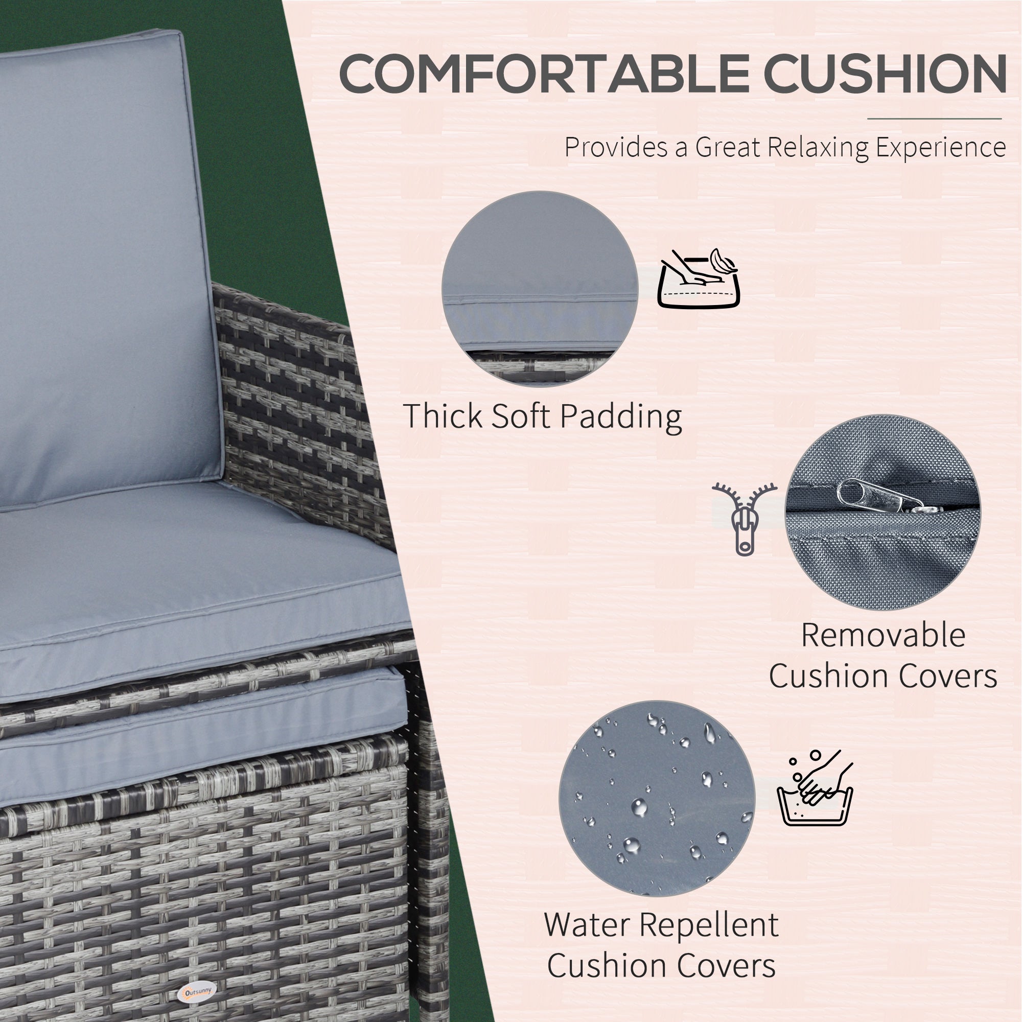 10 Seater Rattan Cube Garden Furniture Set with Parasol Hole, Rattan Dining Set with Cushions, Outdoor Dining Table and Chairs with Rectangular Glass Top Table for Patio, Mixed Grey