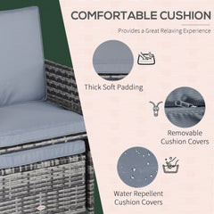 10 Seater Rattan Cube Garden Furniture Set with Parasol Hole, Rattan Dining Set with Cushions, Outdoor Dining Table and Chairs with Rectangular Glass Top Table for Patio, Mixed Grey