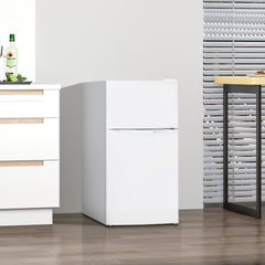 Fynco - 88L Under Counter Fridge Freezer, Small Refrigerator with 5-Setting, 3 Star Freezer Rating, White