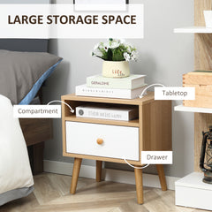 Bedside Table, Bedside Cabinet with Drawer and Shelf, Modern Nightstand, End Table for Living Room, Bedroom, Set of 2, Natural