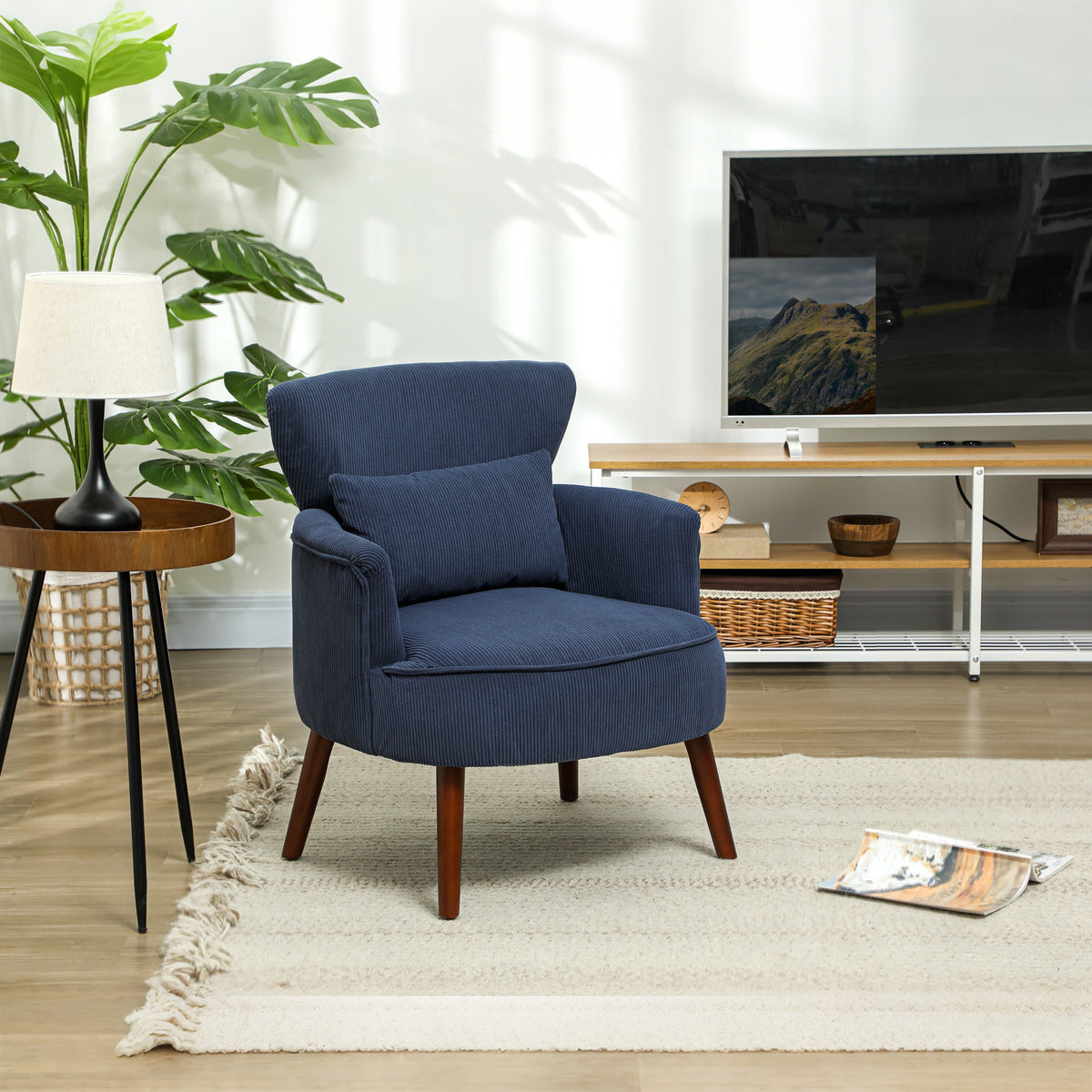 Corduroy Retro Accent Chair - Blue