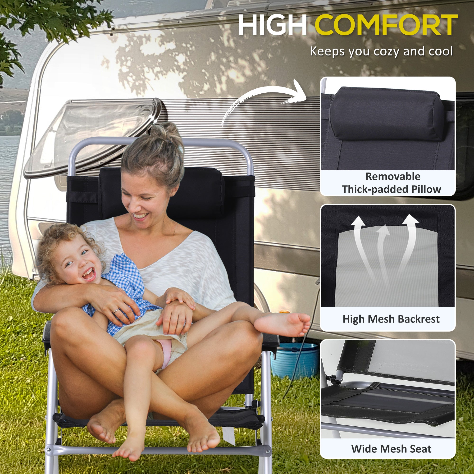 3 Piece Folding Camping Table and Chairs Set, Backpacking Chairs with Portable Table