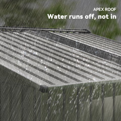 Fynco - Garden Storage Shed, Metal Outdoor Storage Shed House with Foundation Kit, Ventilation, Doors, 9 x 6FT, Grey