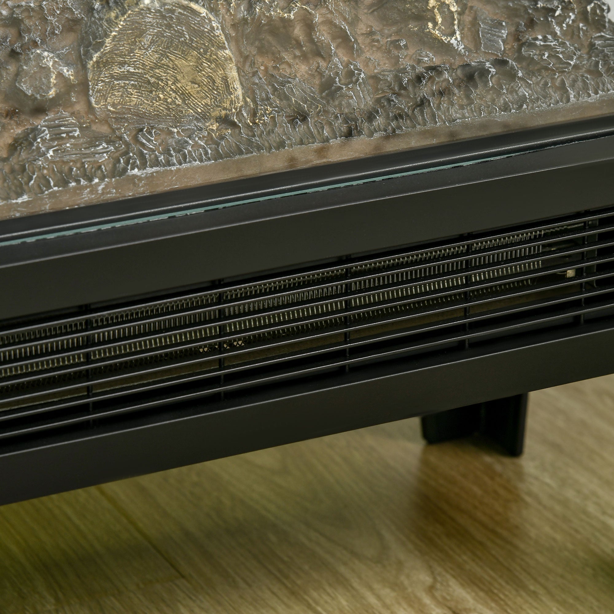 Fynco - 180° Charming Electric Fireplace Heater, Quiet Freestanding Stove with LED Flame Effect, Level-less Temperature Control, Overheating Protection, 1000W/2000W, Black