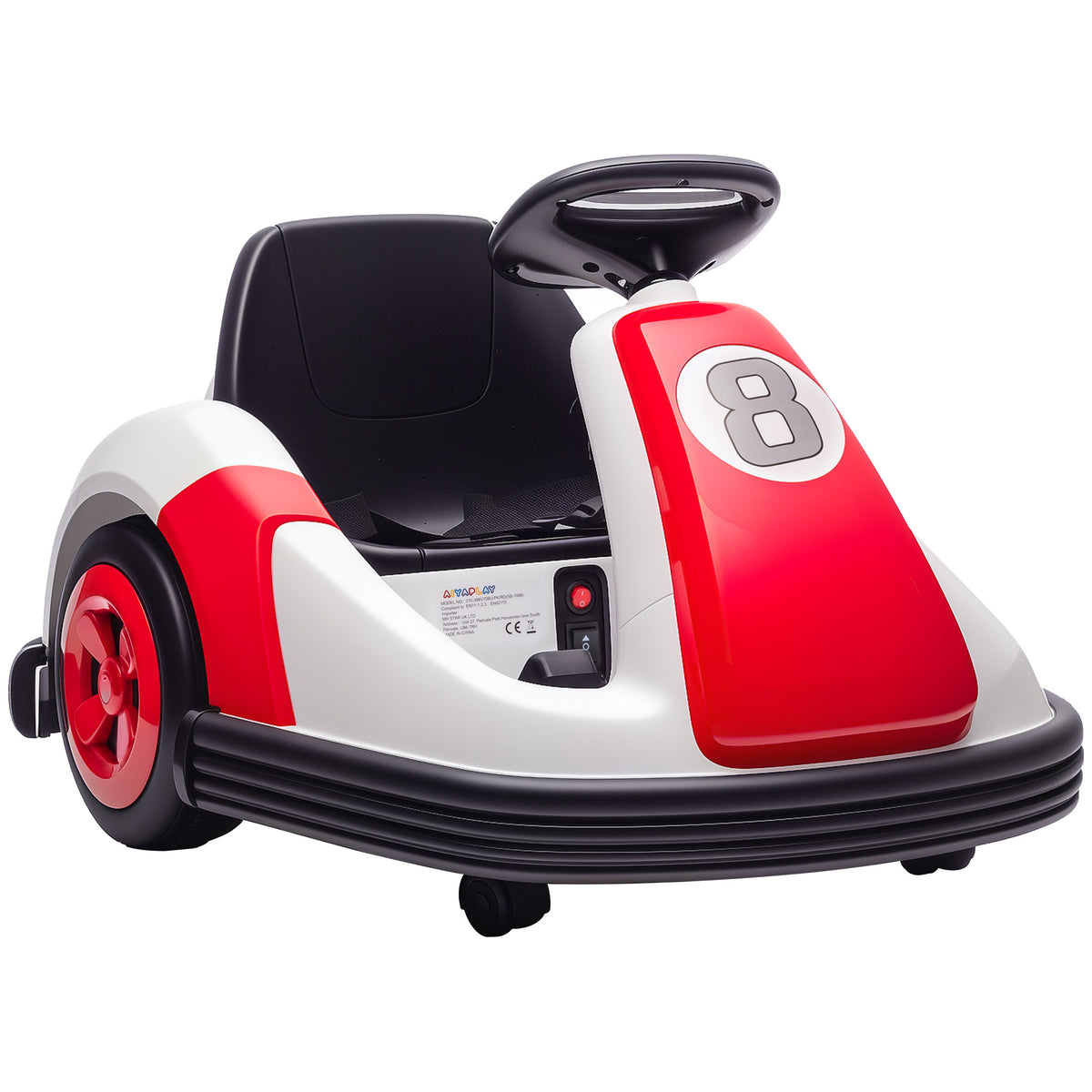 AIYAPLAY Kids Bumper Car with 360-Degree Rotation, 6V Electric Ride On Car with Music and Horn for 3-8 Years Old, Red