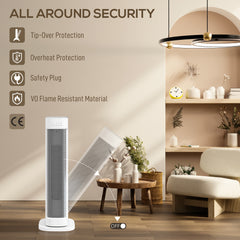 Fynco - 2000W Ceramic Electric Heater with 3 Heat Settings, Timer - White