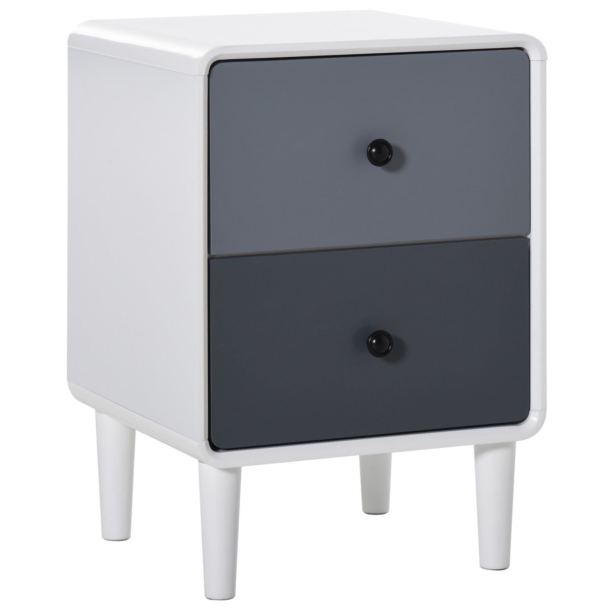 Modern Side Cabinet Nightstand Home Organizer with 2 Storage Drawer Unit for Bedroom, Living Room