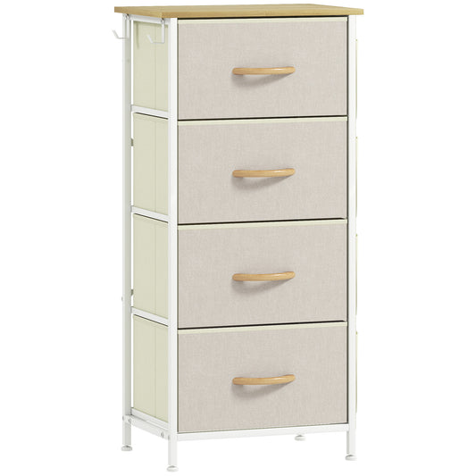 Chest of Four Fabric Drawers - Beige
