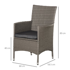 Set of Four Rattan Armchairs, with Cushions - Grey