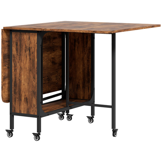 Six-Person Drop Leaf Dining Table - Rustic Brown/Black
