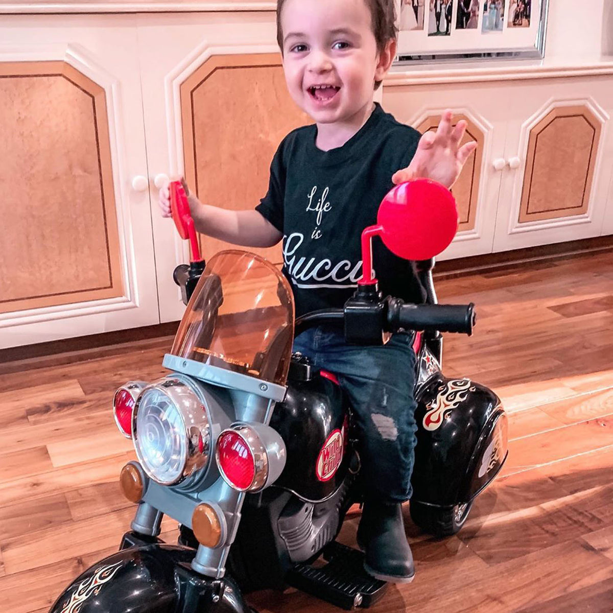 Kids Ride On Toy Car Motorbike Electric Scooter 6V Battery Operated Toy Trike-Black