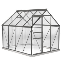 Fynco - 190 x 253 cm Walk-In Polycarbonate Greenhouse - Dark Grey