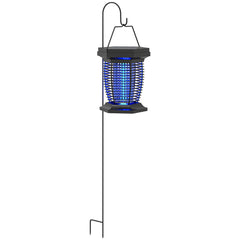 2-in-1 Electric Fly Zapper with UVA Light, Hanging Garden Lantern, Solar and USB-DC Rechargeable Insect Mosquito Bug Zapper, Fly Killer for Indoor and Outdoor Use, Black